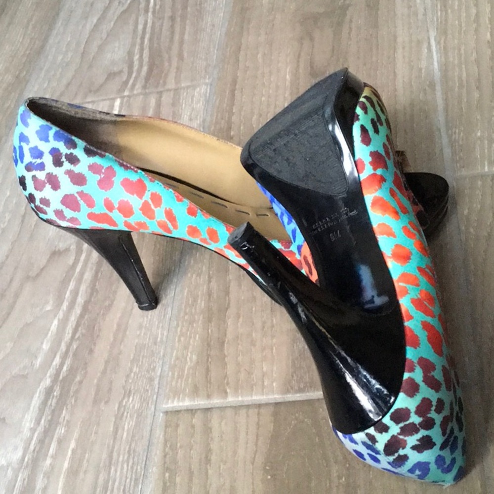 Nine West Colorful Cheetah Print Open-Toe Heels. - image 6